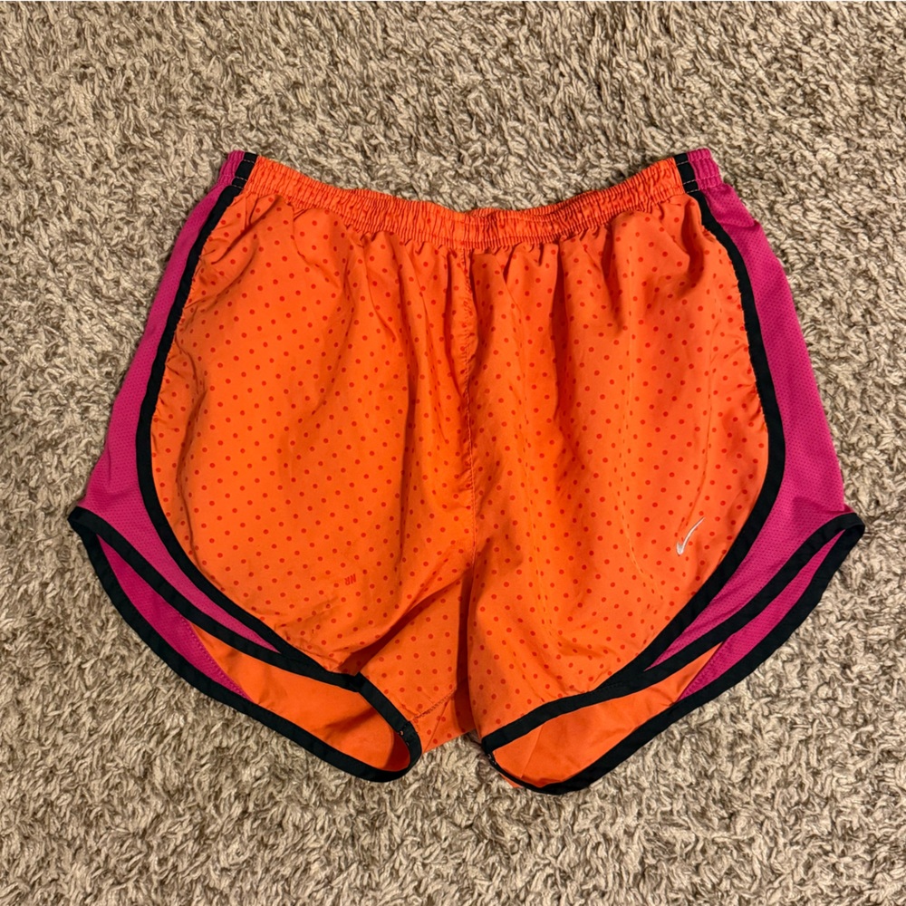 Nike Women's Vibrant Orange and Pink Athletic Shorts